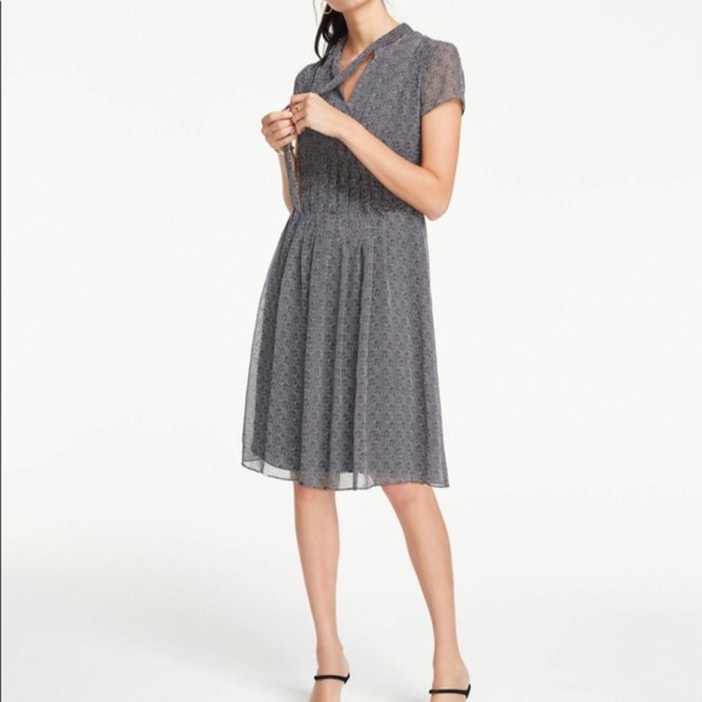 Ann Taylor Herringbone Neck Tie Dress